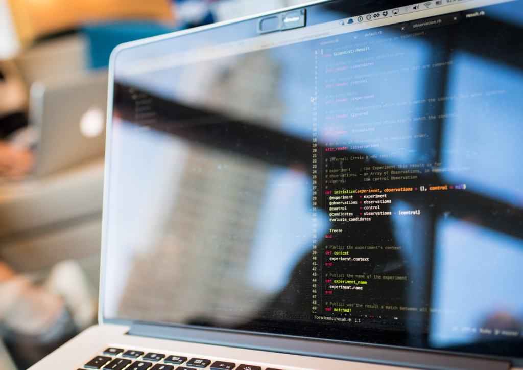 A laptop with the security code - DevSecOps benefits